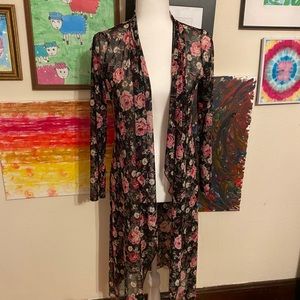 NWOT (wearever) sheer black floral duster small